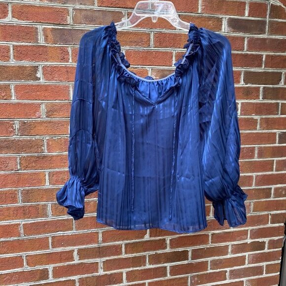 Striped Off Shoulder Spring Boho Tops Loose Fit Casual Long Sleeve Ruffle - Picture 3 of 8